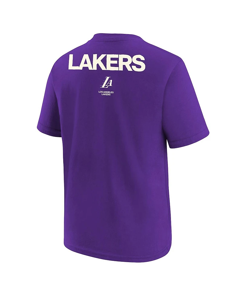 Jordan Big Boys and Girls Purple Los Angeles Lakers Courtside Statement 85 T-Shirt