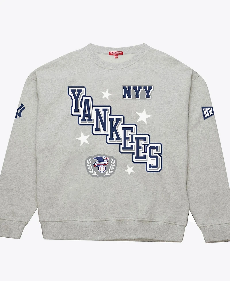 Mitchell & Ness Women's Heather Gray New York Yankees Pep Rally Sweatshirt
