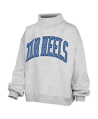 Pressbox Women's Heather Gray North Carolina Tar Heels Oversized Nelson Mock Neck Sweatshirt