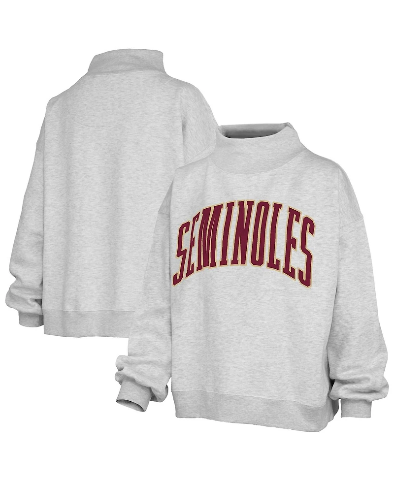 Pressbox Women's Heather Gray Florida State Seminoles Oversized Nelson Mock Neck Sweatshirt