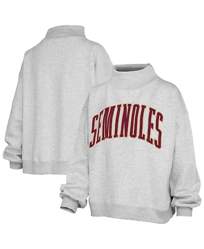 Pressbox Women's Heather Gray Florida State Seminoles Oversized Nelson Mock Neck Sweatshirt
