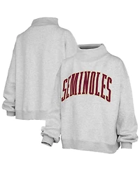 Pressbox Women's Heather Gray Florida State Seminoles Oversized Nelson Mock Neck Sweatshirt