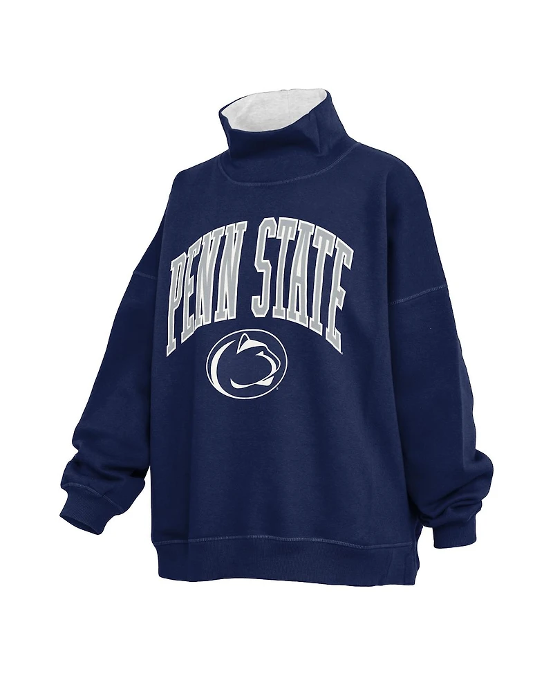 Pressbox Women's Navy Penn State Nittany Lions Oversized Mock Neck Sweatshirt