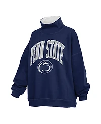 Pressbox Women's Navy Penn State Nittany Lions Oversized Mock Neck Sweatshirt