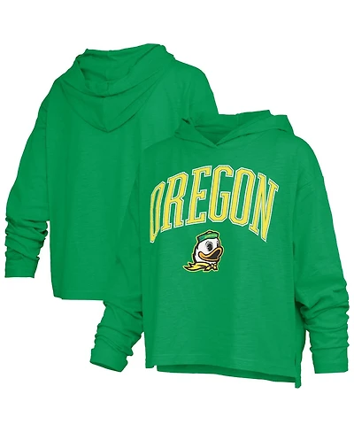 Pressbox Women's Green Oregon Ducks Nelson Arch Over Logo Long Sleeve Hooded Slub T-Shirt