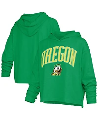 Pressbox Women's Green Oregon Ducks Nelson Arch Over Logo Long Sleeve Hooded Slub T-Shirt