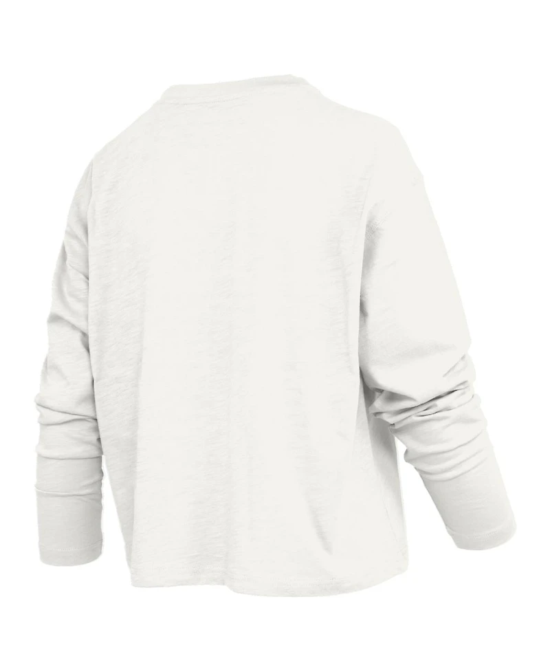 Pressbox Women's White Penn State Nittany Lions Motley Boxy Waist-Length Long Sleeve T-Shirt