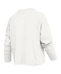 Pressbox Women's White Penn State Nittany Lions Motley Boxy Waist-Length Long Sleeve T-Shirt