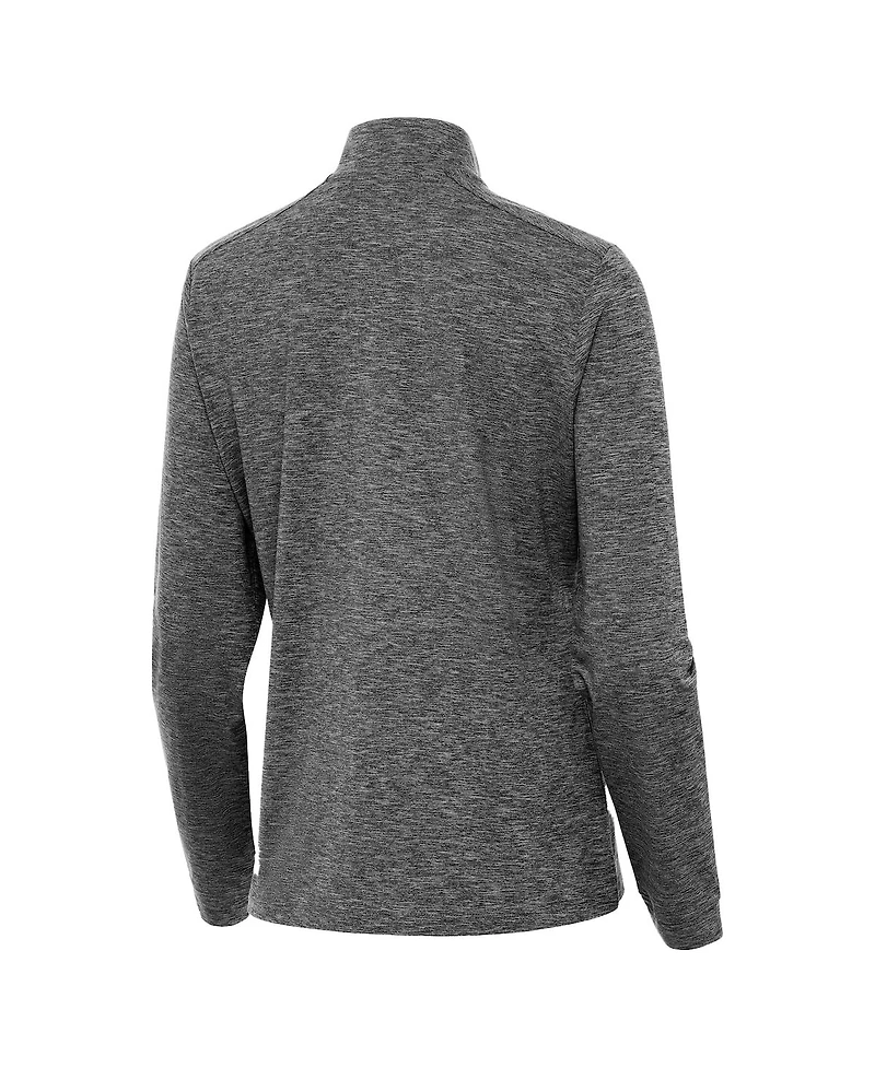 Antigua Women's Heather Black Michigan Wolverines Mentor Quarter-Zip Top