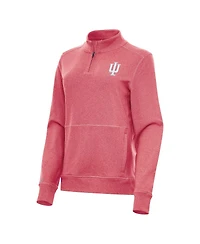 Antigua Women's Heather Crimson Indiana Hoosiers Crush Quarter-Zip Jacket
