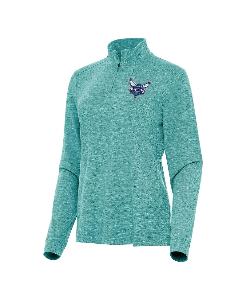 Antigua Women's Heather Aqua Charlotte Hornets Mentor Quarter-Zip Mock Long Sleeve Top
