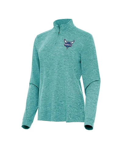 Antigua Women's Heather Aqua Charlotte Hornets Mentor Quarter-Zip Mock Long Sleeve Top