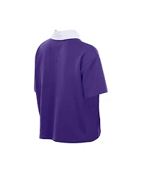 New Era Women's Purple Baltimore Ravens Throwback Boxy Cropped Polo Shirt