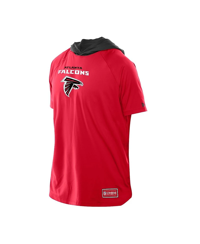 New Era Men's Red Atlanta Falcons Combine Authentic Hooded Raglan Short-Sleeve T-Shirt