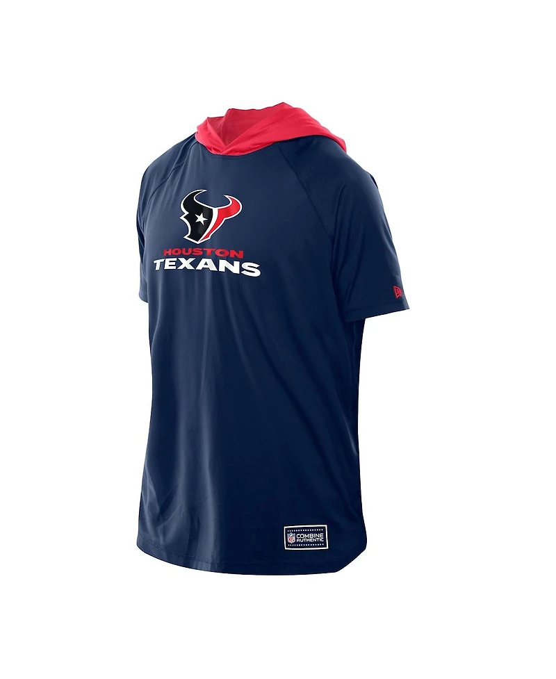 New Era Men's Navy Houston Texans Combine Authentic Hooded Raglan Short-Sleeve T-Shirt