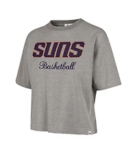 '47 Brand Women's Gray Phoenix Suns Pivot Drop Needle Cropped T-Shirt