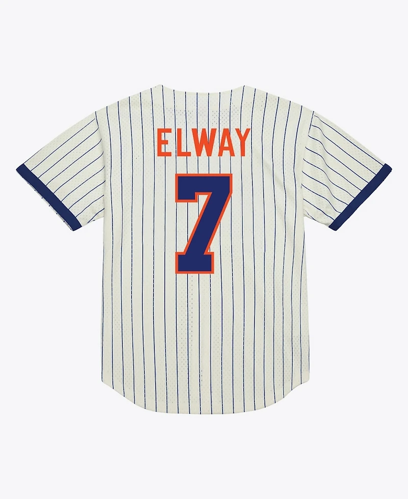 Mitchell & Ness Men's John Elway Cream Denver Broncos Name Number Mesh Fashion Jersey