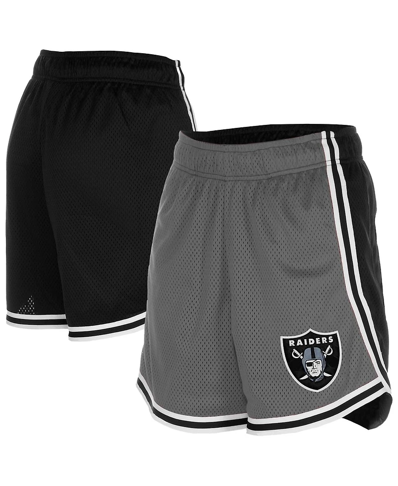 New Era Women's Silver/Black Las Vegas Raiders Sport Classics Mesh Shorts