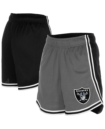 New Era Women's Silver/Black Las Vegas Raiders Sport Classics Mesh Shorts
