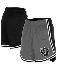 New Era Women's Silver/Black Las Vegas Raiders Sport Classics Mesh Shorts