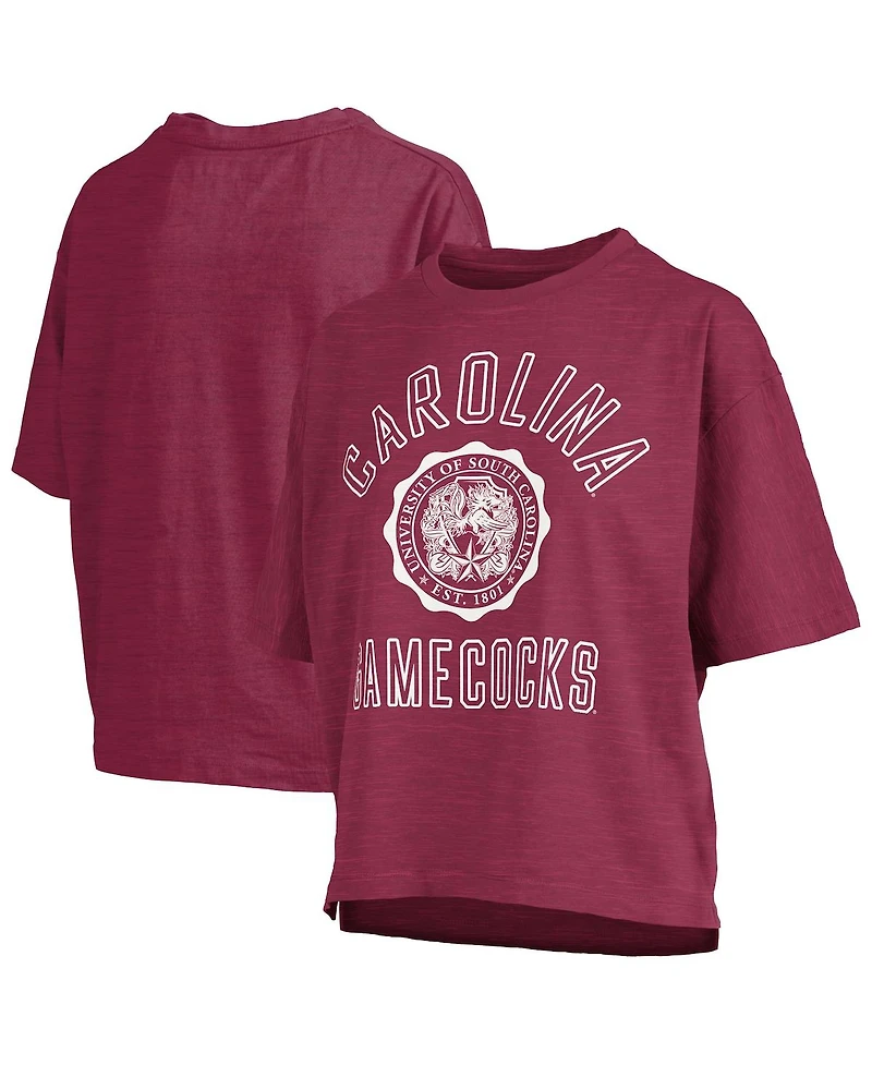 Pressbox Women's Garnet South Carolina Gamecocks Motley Crew Bishop Waist Length Oversized Slub T-Shirt