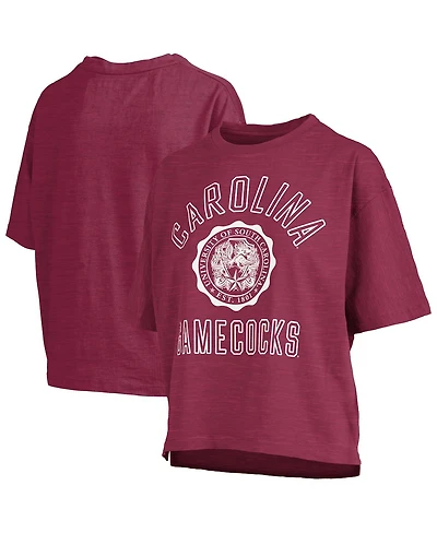 Pressbox Women's Garnet South Carolina Gamecocks Motley Crew Bishop Waist Length Oversized Slub T-Shirt