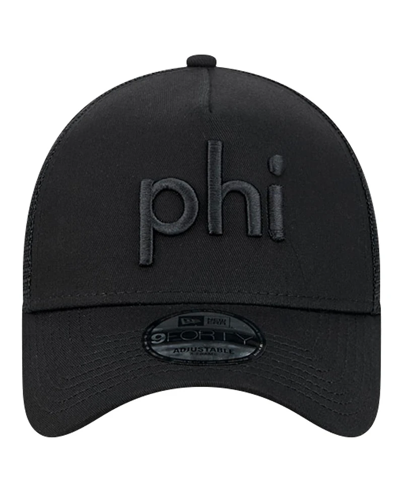 New Era Men's Black Philadelphia Eagles Domain 9FORTY A-Frame Trucker Adjustable Hat