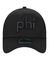 New Era Men's Black Philadelphia Eagles Domain 9FORTY A-Frame Trucker Adjustable Hat