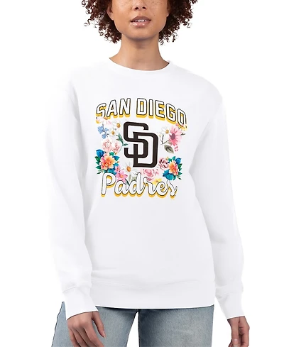 G-iii 4Her by Carl Banks Women's White San Diego Padres Flowers Graphic Pullover Sweatshirt
