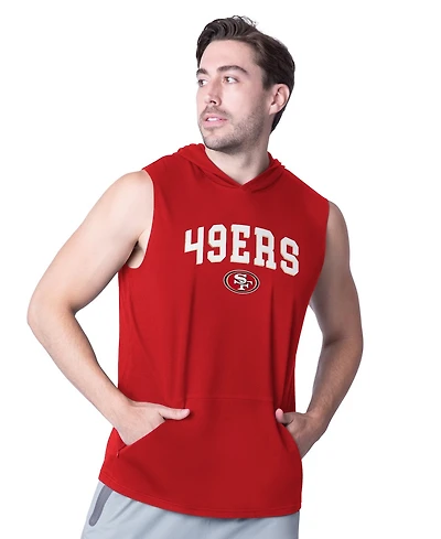 Msx By Michael Strahan Men's Scarlet San Francisco 49ers Action Sleeveless Pullover Hoodie