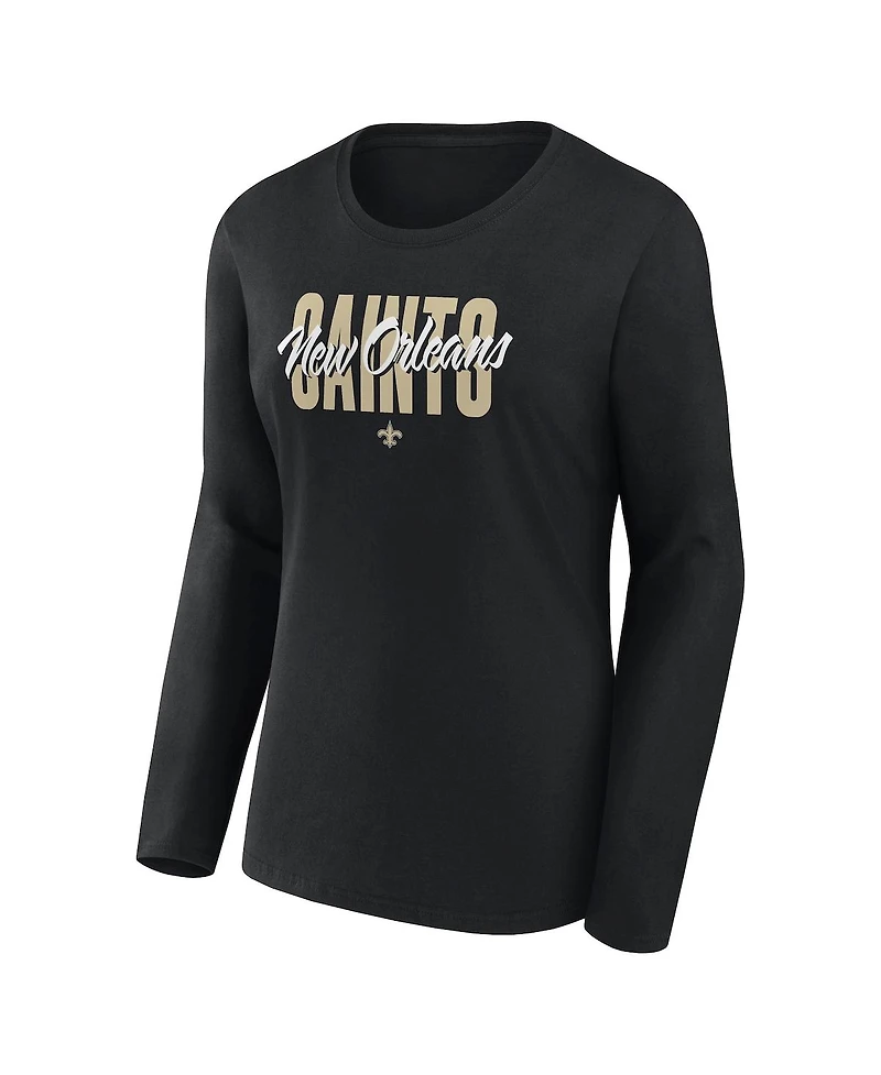 Logo Athletic Women's Black New Orleans Saints Grip Long Sleeve T-Shirt