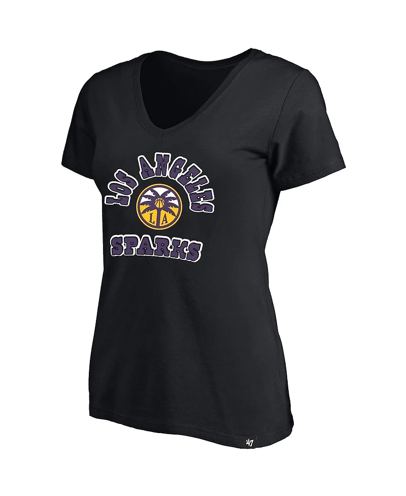'47 Brand Women's x 47 Black Los Angeles Sparks Logo Lockup Plus V-Neck T-Shirt