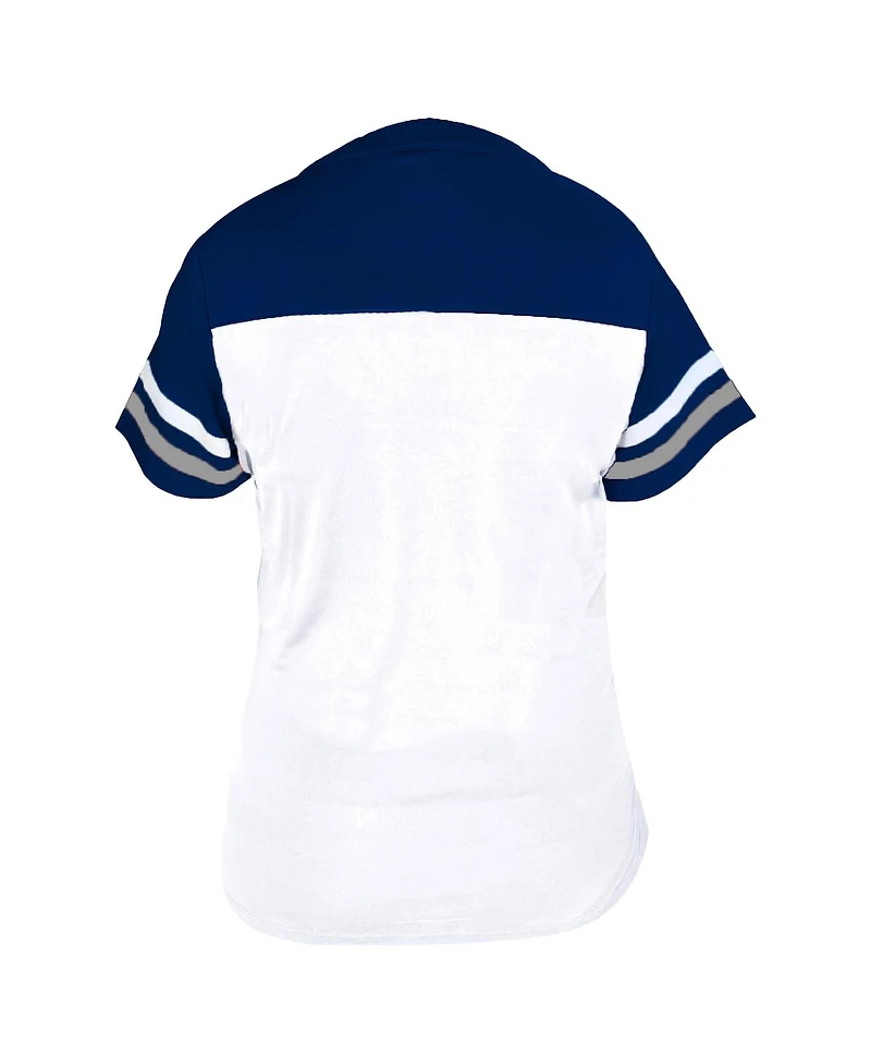 Fanatics Women's White/Royal Los Angeles Dodgers Plus Two-Stripe V-Neck T-Shirt