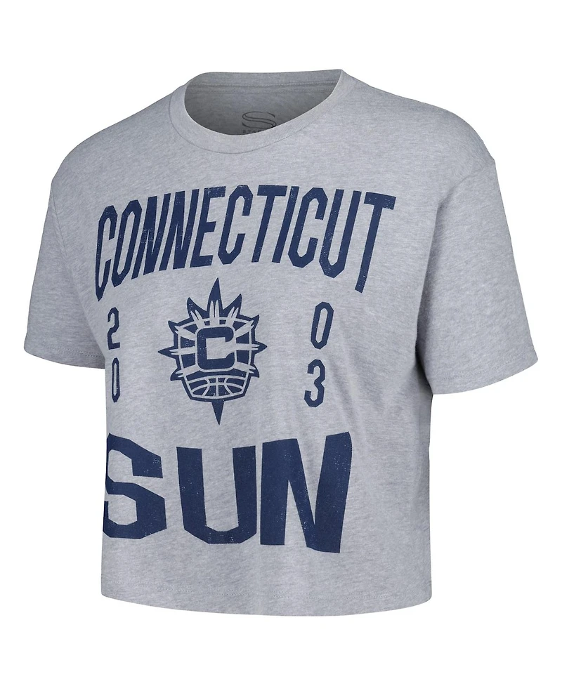 Stadium Essentials Women's Heather Gray Connecticut Sun City Year Cropped T-Shirt