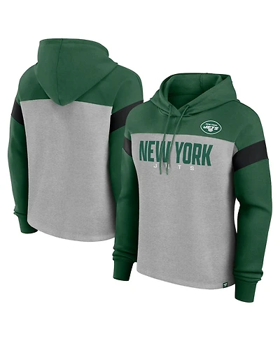 Fanatics Women's Heather Gray/Green New York Jets Bold Play Call Pullover Hoodie