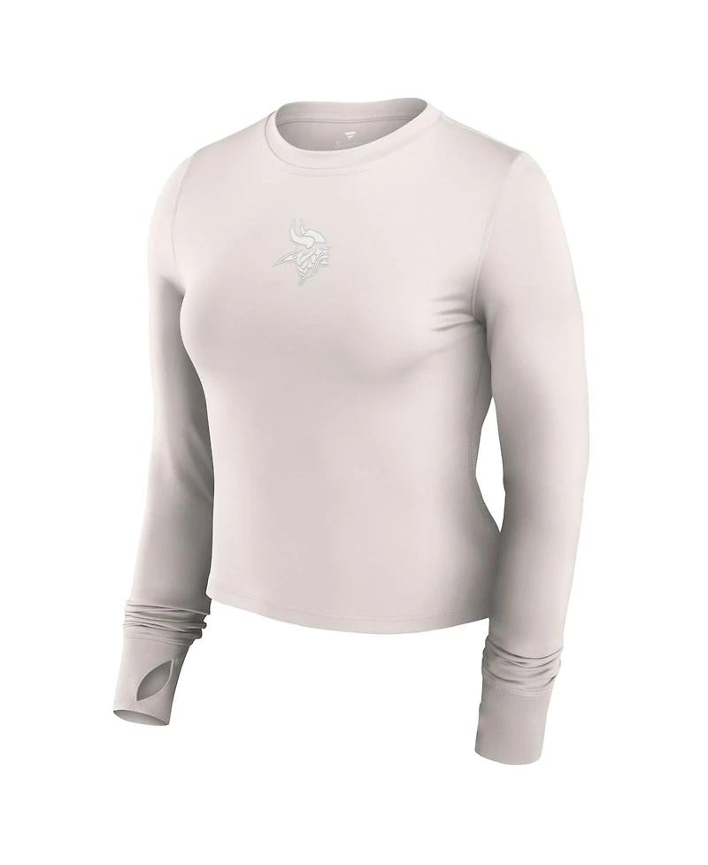 Fanatics Women's White Minnesota Vikings Studio Fitted Long Sleeve Gym Top