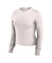 Fanatics Women's White Minnesota Vikings Studio Fitted Long Sleeve Gym Top