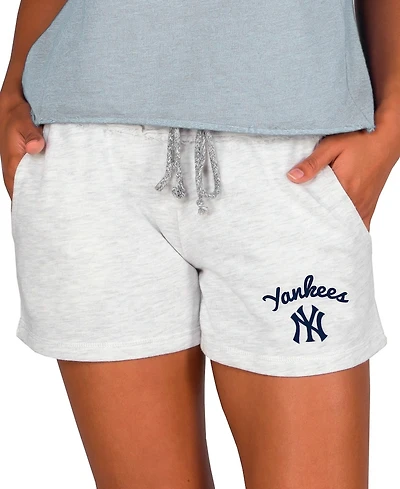 Concepts Sport Women's Ash New York Yankees Mainstream French Terry Tri-Blend Shorts