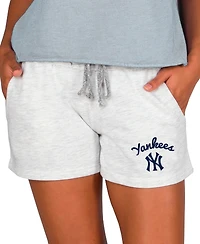 Concepts Sport Women's Ash New York Yankees Mainstream French Terry Tri-Blend Shorts
