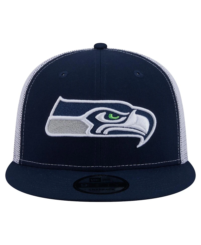 New Era Men's College Navy Seattle Seahawks Core Team 9FIFTY Trucker Snapback Hat