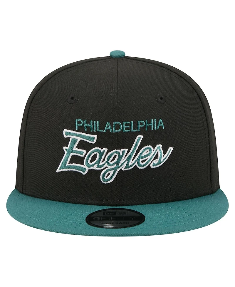 New Era Men's Black Philadelphia Eagles Core Team Script 9FIFTY Snapback Hat