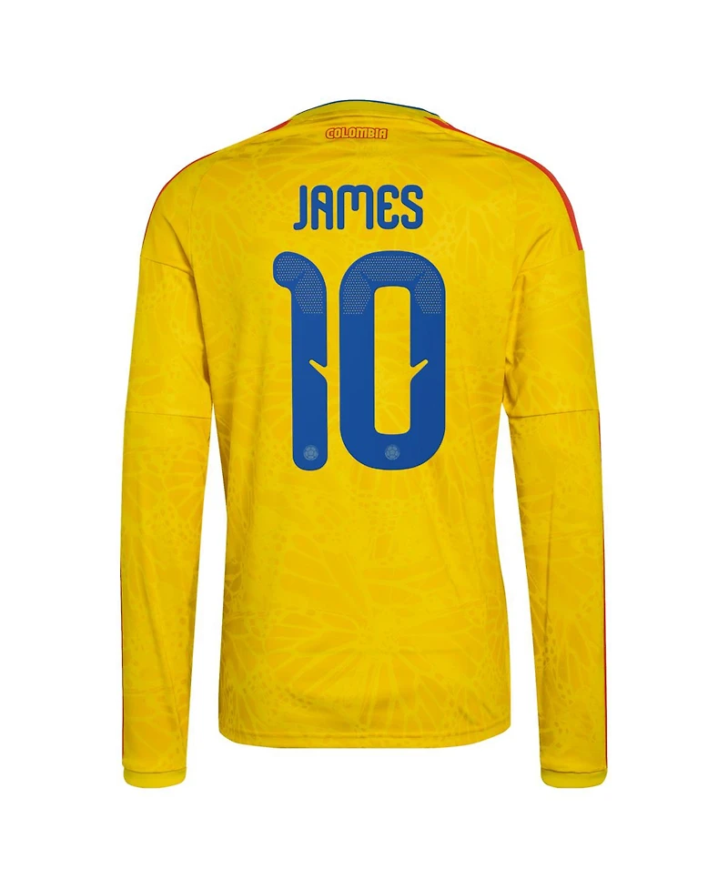 Adidas Men's James Rodriguez Yellow Colombia National Team 2026 Home Replica Long Sleeve Jersey
