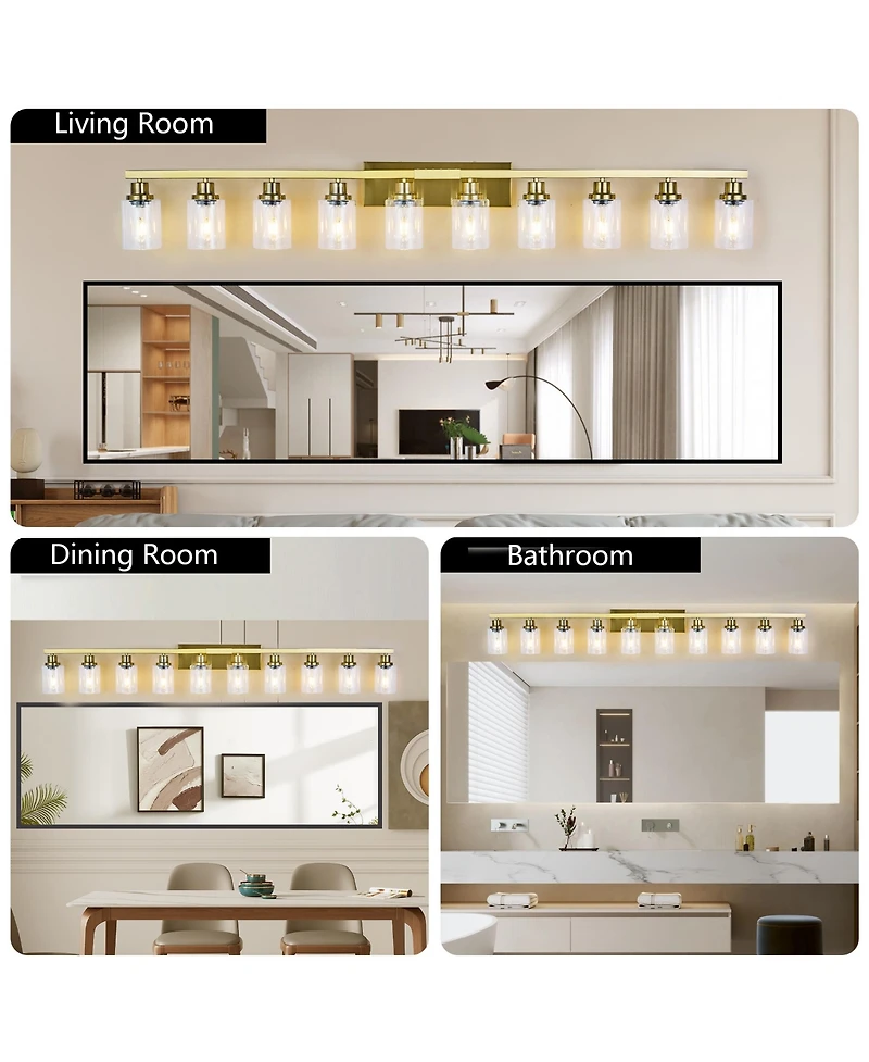 Busdays 52 Inch 10 Light Modern Bathroom Vanity Light for Mirror Wall Lighting for Bedroom Living Room
