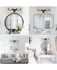 Busdays 23 Inch Retro 4 Light Bathroom Vanity Light Fixture with Crystal Glass Shades Wall Mounted for Bathroom Powder Room Vanity Mirror No Bulb
