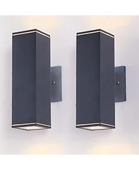 Busdays 2 Pack 12 Inch Modern Square Outdoor Wall Light Aluminum Cylinder Up Down Waterproof Exterior Light for Porch Patio Garage No Bulb