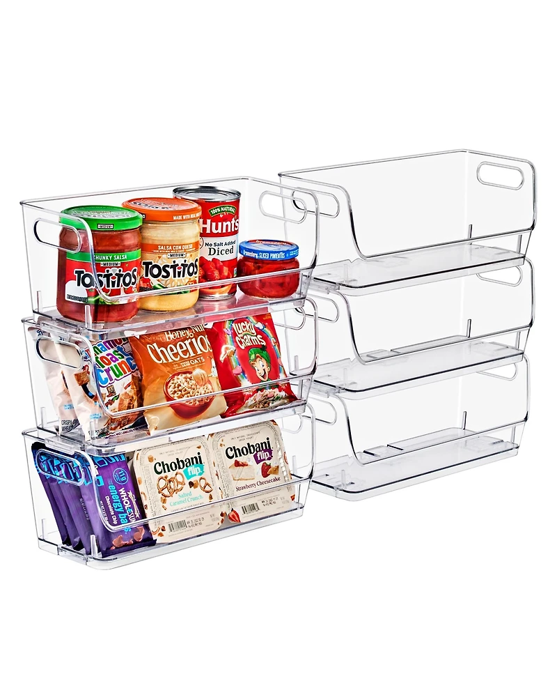 Sorbus Small Narrow 6 Pack Clear Stackable Storage Containers for Kitchen, Pantry,Cabinet Organization