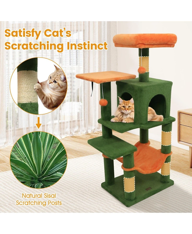 Cozito Multi-Level Cat Tower with 2-Door Condo and Padded Top Perch
