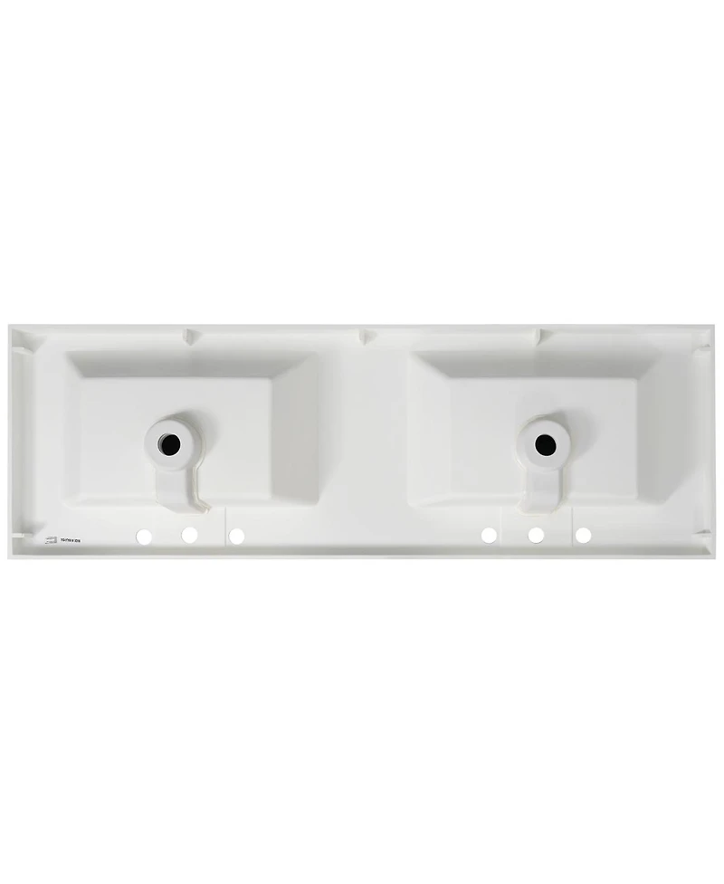 Sillysis 59 Inch Double Sink Resin Vanity Top with Rectangular Undermount Basins, Pre-Drilled 8-Inch Faucet Holes, Fits Standard Bathroom Cabinet
