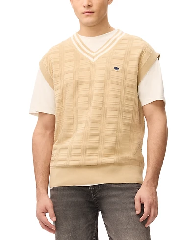 Buffalo David Bitton Men's Subtle Geometric Texture V-Neckline Sweater