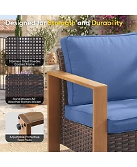 Pocassy Wicker Patio Chairs Set of 2,Oversize Outdoor with High Backrest Metal Armrest, All Weather Pe Rattan Seating